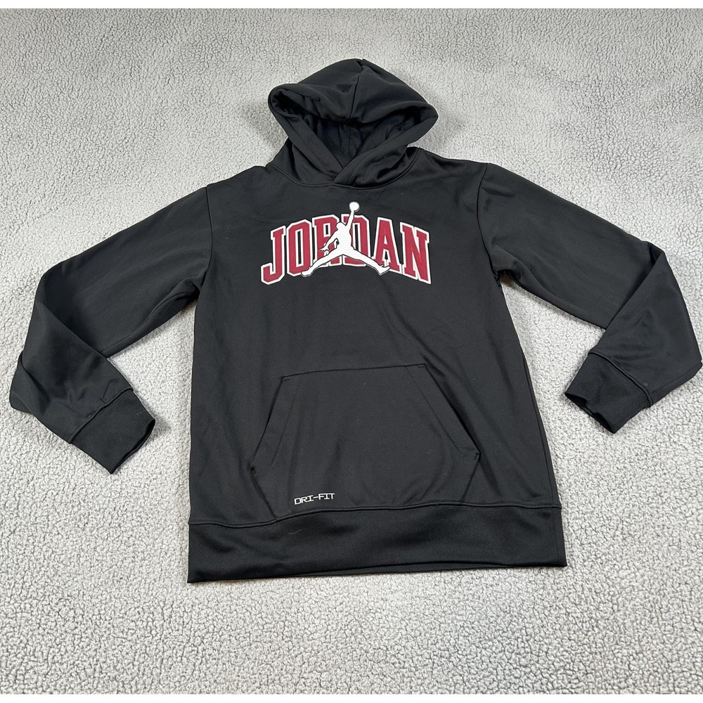 Jordan Hoodie Boys XL  Black Jumpman JORDAN Dri-FIT Fleece Pullover Sweatshirt